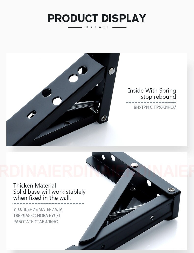 NAIERDI-Soporte de estante triangular plegable de acero, soporte de estante ajustable montado en la pared, banco, mesa, 2 uds.