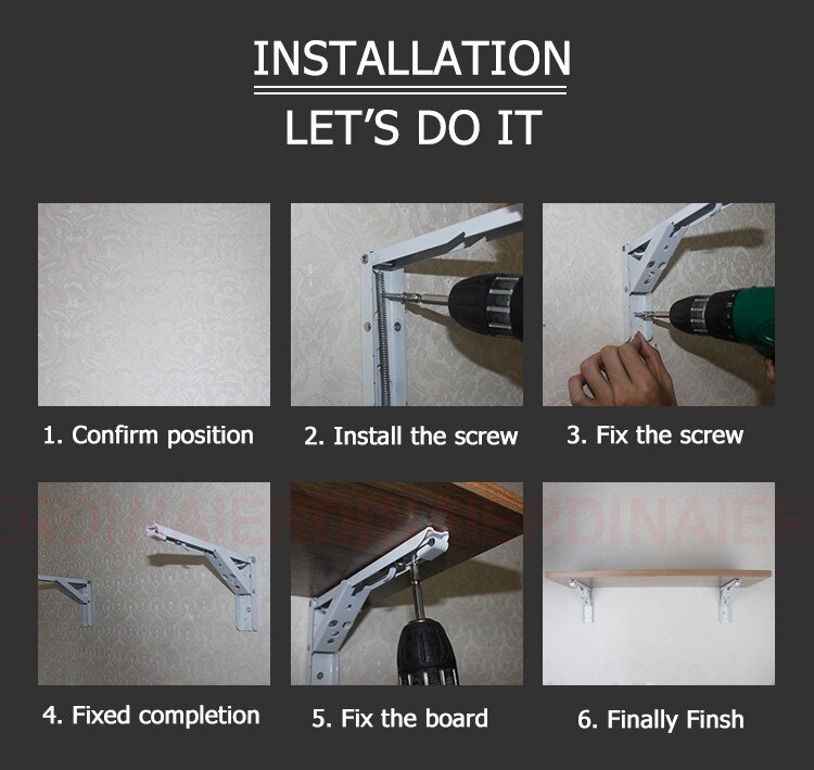 NAIERDI-Soporte de estante triangular plegable de acero, soporte de estante ajustable montado en la pared, banco, mesa, 2 uds.