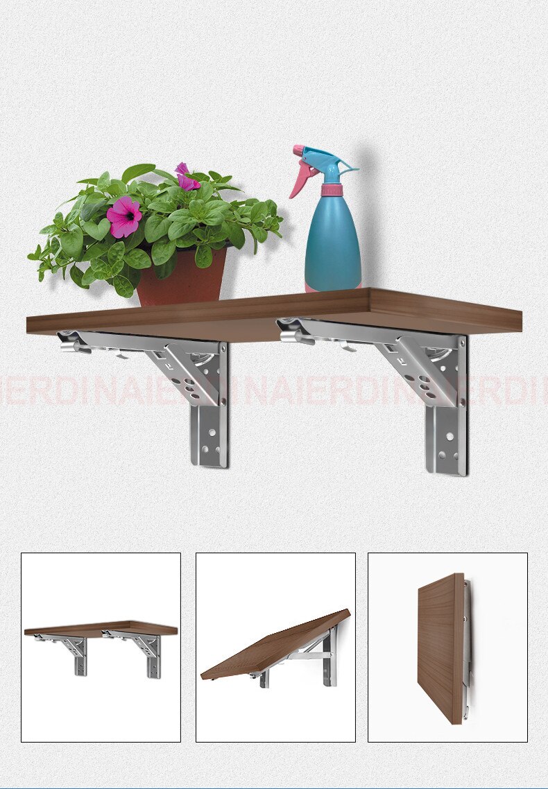 NAIERDI-Soporte de estante triangular plegable de acero, soporte de estante ajustable montado en la pared, banco, mesa, 2 uds.