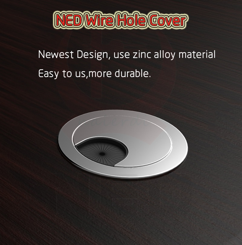 NAIERDI-Tapa para agujero (Gromet) de aleaci&oacute;n de Zinc para escritorio, ojal de ordenador, puerto de salida de Cable de mesa, caja de l&iacute;nea de superficie, herrajes para muebles
