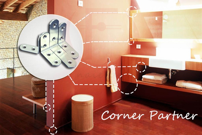 NAIERDI-soportes de esquina de acero inoxidable, Protector de siete tama&ntilde;os, soporte de esquina, herrajes para muebles, 10 Uds.