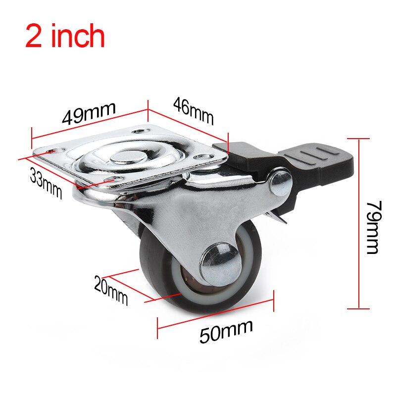 NAIERDI-ruedas giratorias de goma suave TPR, ruedas de rodillo de alta resistencia, con freno, para muebles, plataforma, 4 Uds.