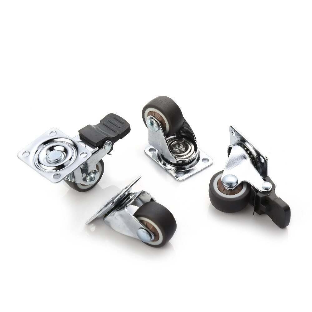 NAIERDI-ruedas giratorias de goma suave TPR, ruedas de rodillo de alta resistencia, con freno, para muebles, plataforma, 4 Uds.