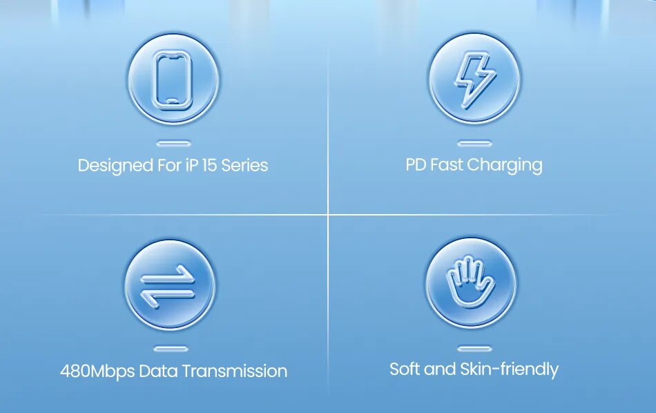 Rocoren-Cable USB tipo C para iPhone 15 Pro, cargador de carga r&aacute;pida Ultra USB-C para Macbook, Samsung, Xiaomi, 20W