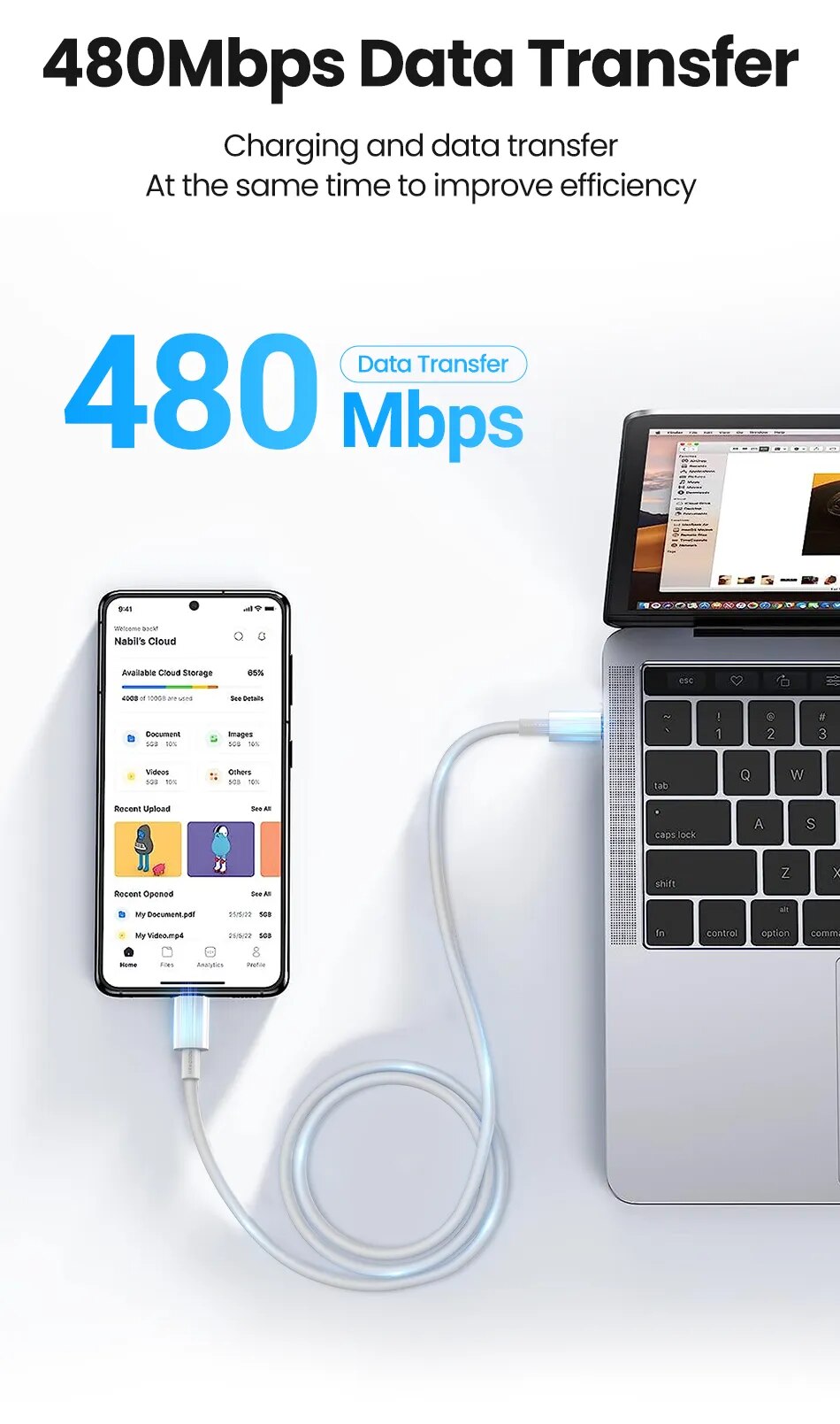 Rocoren-Cable USB tipo C para iPhone 15 Pro, cargador de carga r&aacute;pida Ultra USB-C para Macbook, Samsung, Xiaomi, 20W