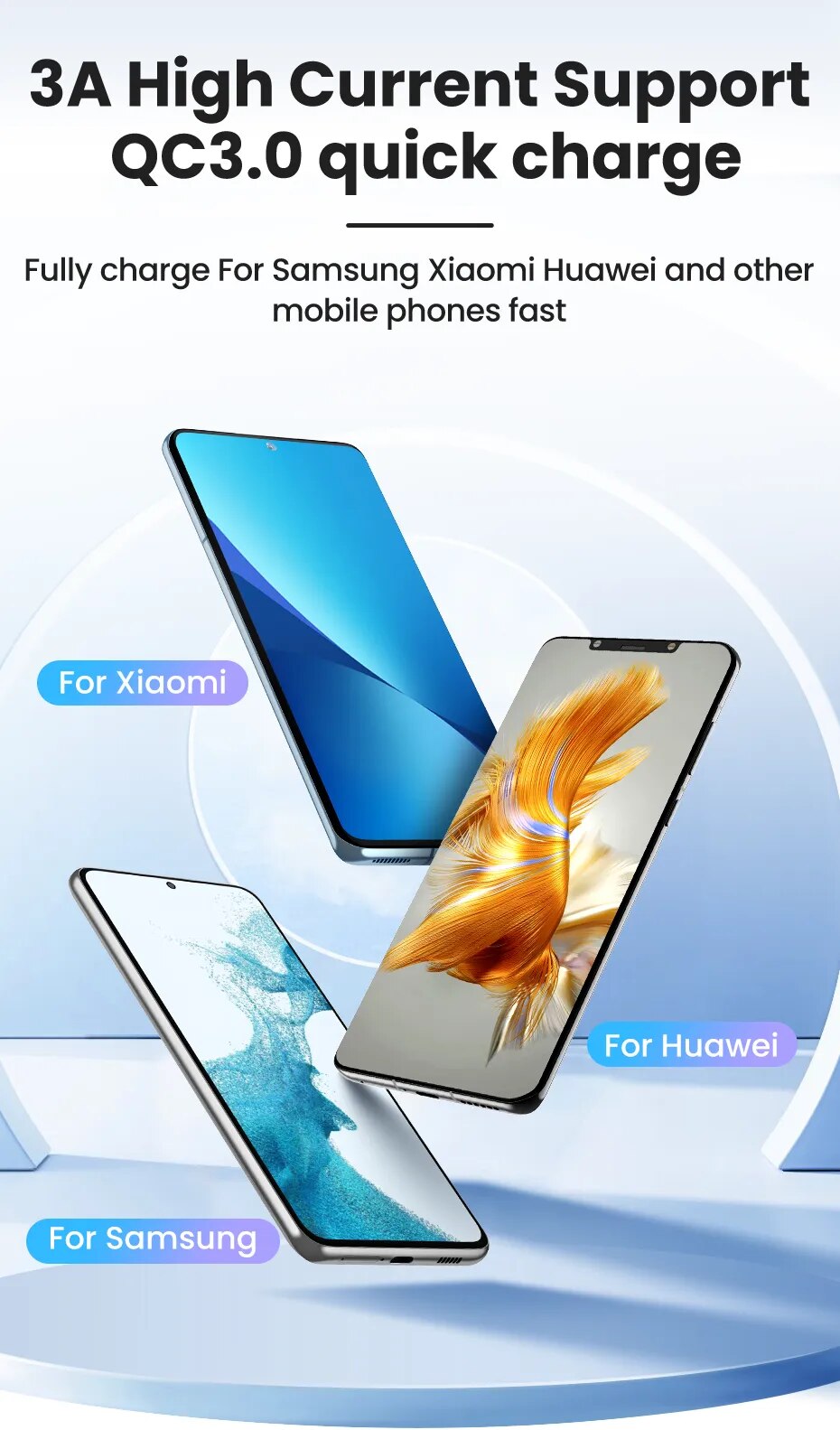 Rocoren-Cable USB tipo C de carga r&aacute;pida 3A, Cable de datos para tel&eacute;fono m&oacute;vil Xiaomi Poco F4 F3 Realme Samsung Huawei