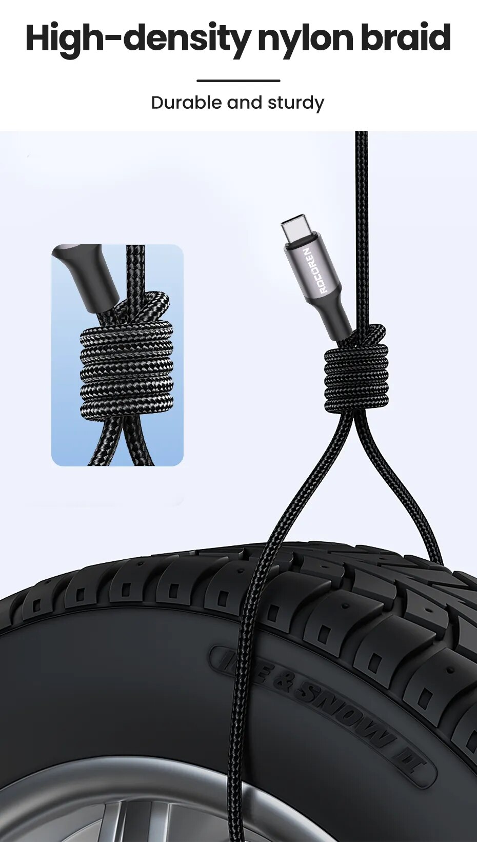 Rocoren-Cable USB tipo C de carga r&aacute;pida 3A, Cable de datos para tel&eacute;fono m&oacute;vil Xiaomi Poco F4 F3 Realme Samsung Huawei