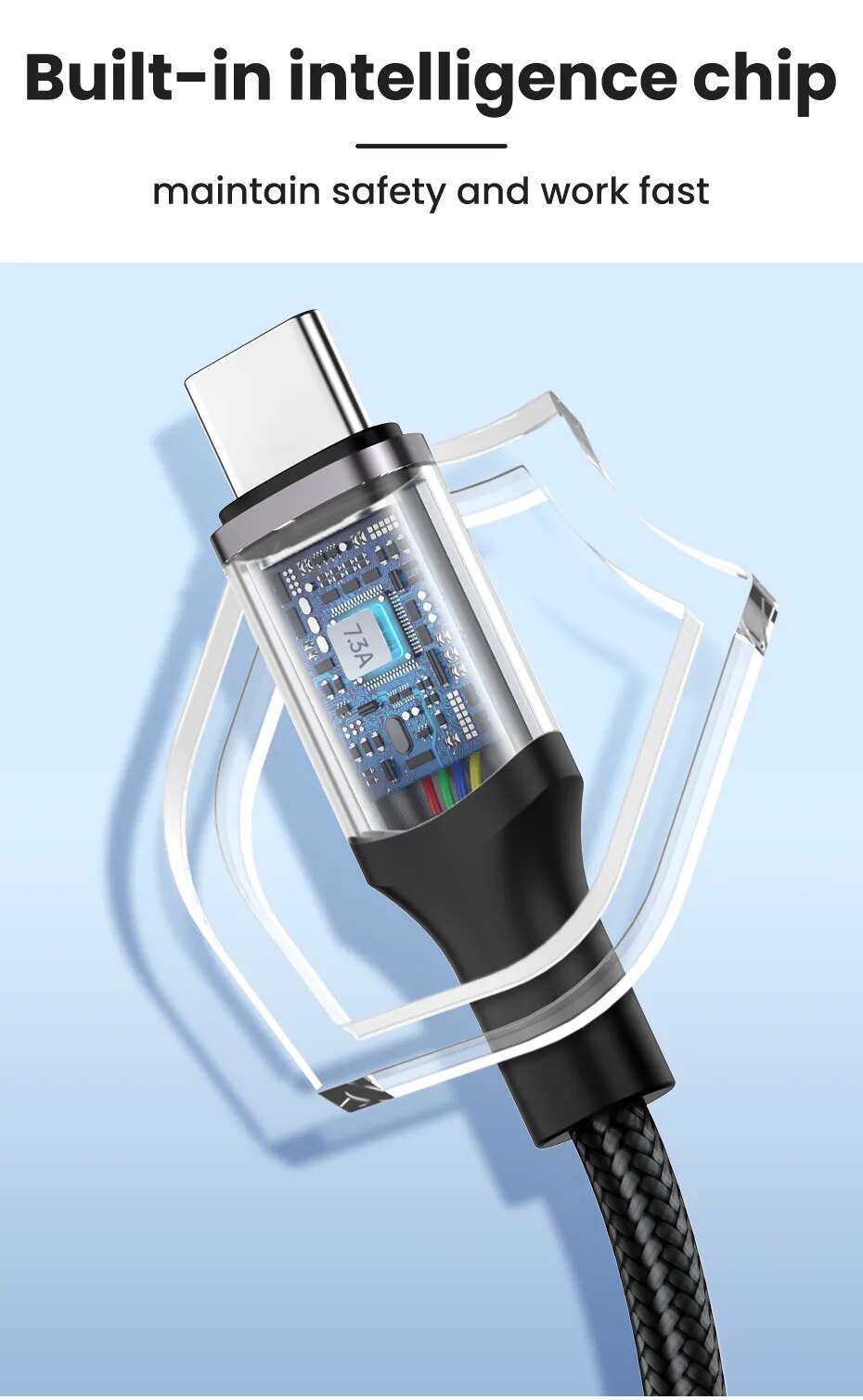 Rocoren-Cable USB tipo C para m&oacute;vil, cargador de carga r&aacute;pida de 100W, para Xiaomi Poco F4, F3, Realme, Huawei 7A, Cable de datos