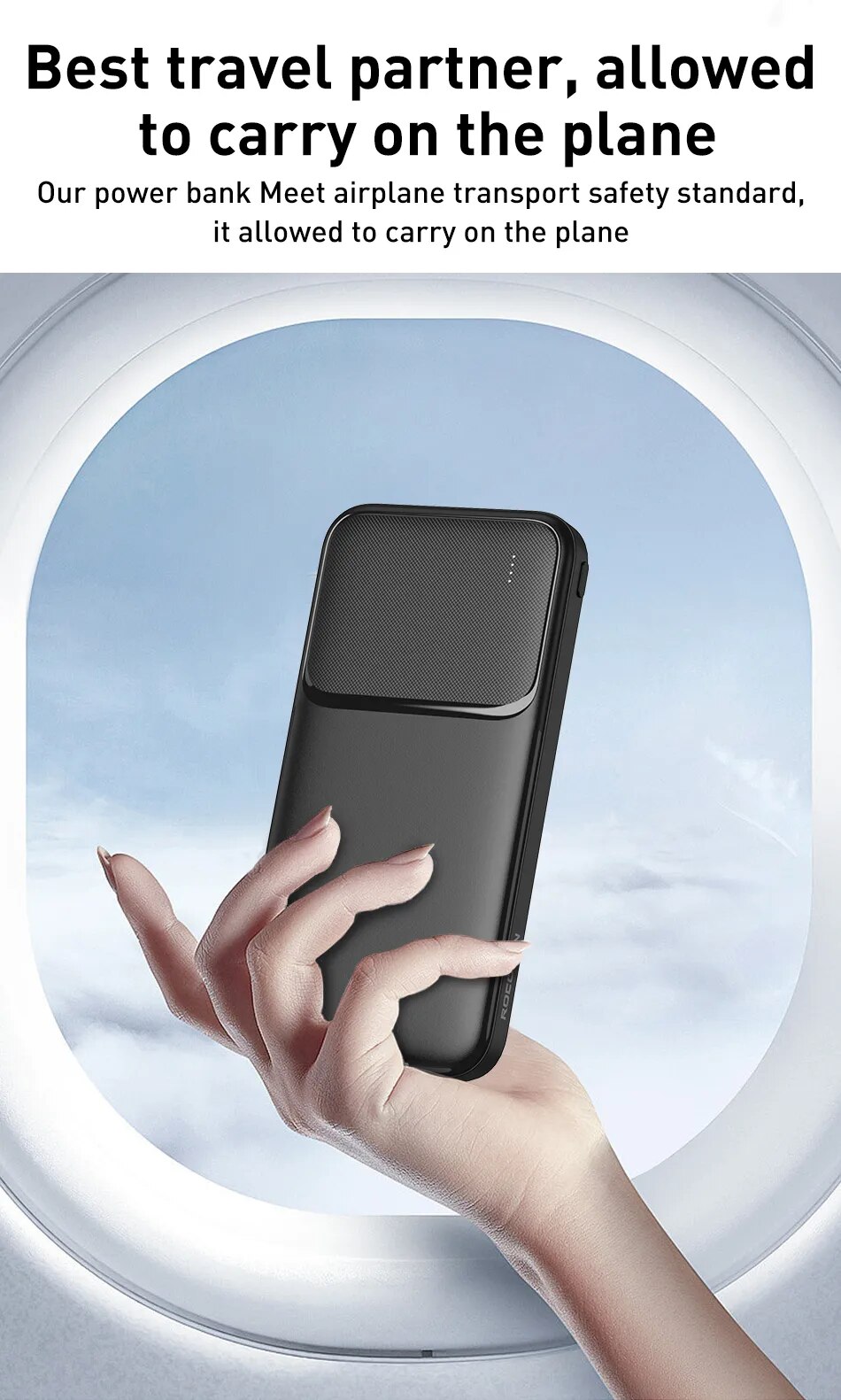 Rocoren-bater&iacute;a externa port&aacute;til de 10000mAh, Powerbank de carga r&aacute;pida 10000 para iPhone, Xiaomi mi POCO