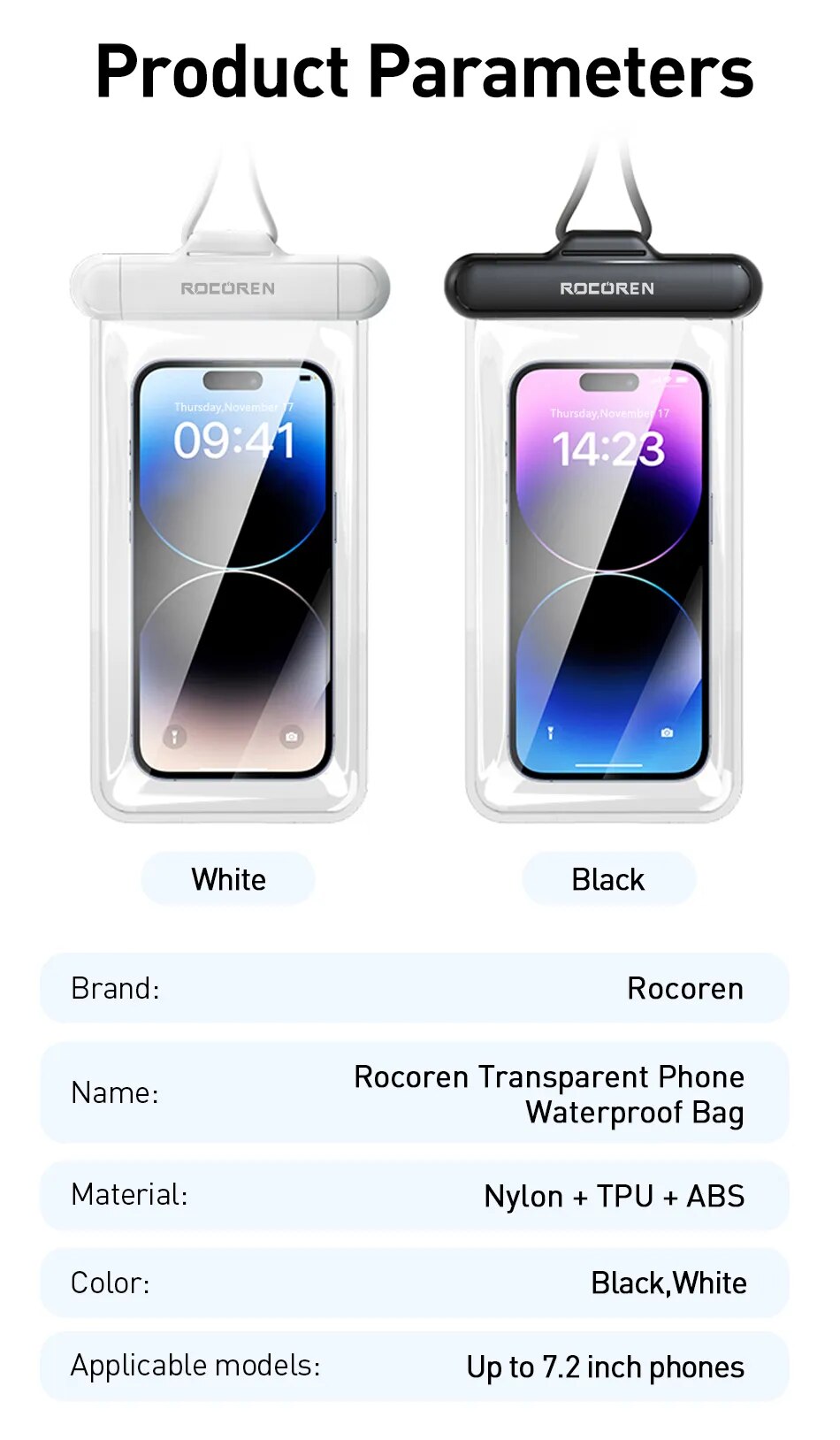 Rocoren-funda de tel&eacute;fono impermeable para iPhone 14, 13, 12 Pro, Samsung, Xiaomi, funda de tel&eacute;fono a prueba de agua, bolsa de protecci&oacute;n Universal