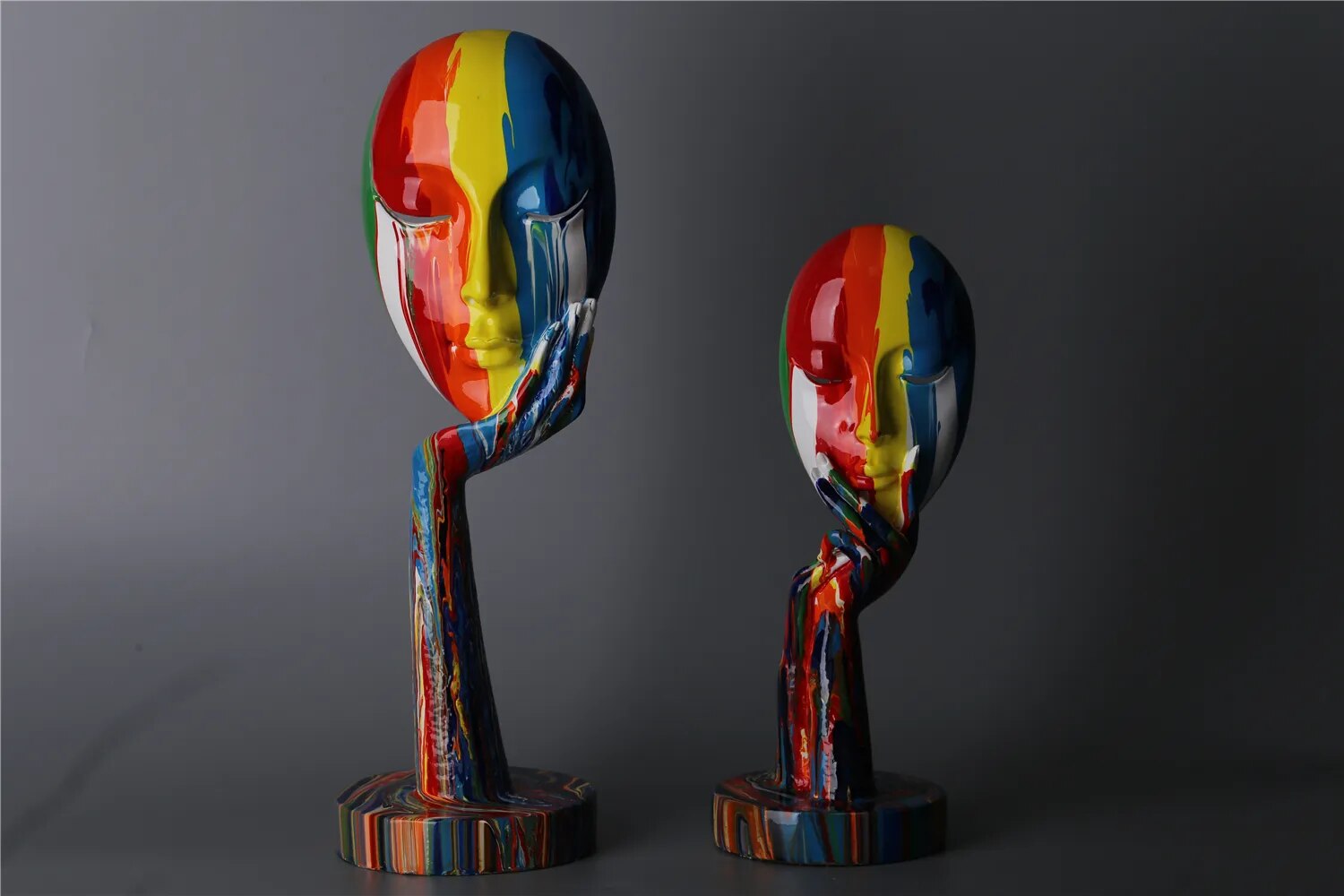Estatuas de cara de mujer coloridas pintadas creativas, decoraci&oacute;n del hogar, gabinete de vino, decoraci&oacute;n de oficina, artesan&iacute;as de decoraci&oacute;n de escritorio
