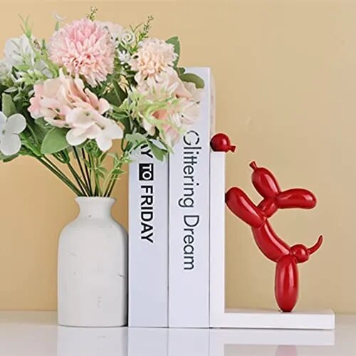 Sujetalibros de resina para decoraci&oacute;n del hogar, sujetalibros de estatura de perro moderno, estantes para sujetar libros, soporte de libros resistente, tap&oacute;n para estante