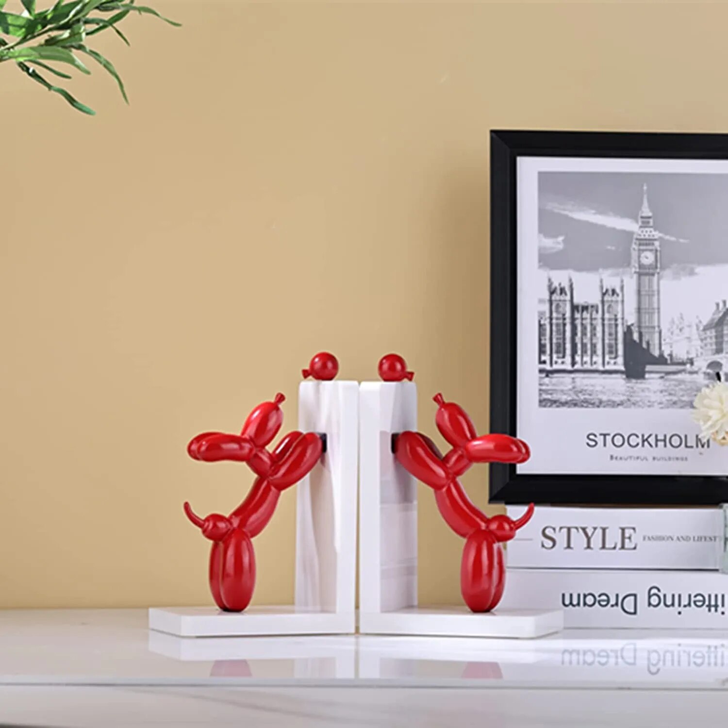Sujetalibros de resina para decoraci&oacute;n del hogar, sujetalibros de estatura de perro moderno, estantes para sujetar libros, soporte de libros resistente, tap&oacute;n para estante