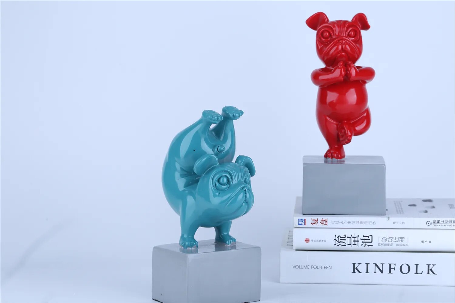 Estatua de Bulldog franc&eacute;s para Yoga, figuritas de resina, escultura de animales de dibujos animados creativos n&oacute;rdicos, artesan&iacute;as de decoraci&oacute;n de habitaci&oacute;n de ni&ntilde;os