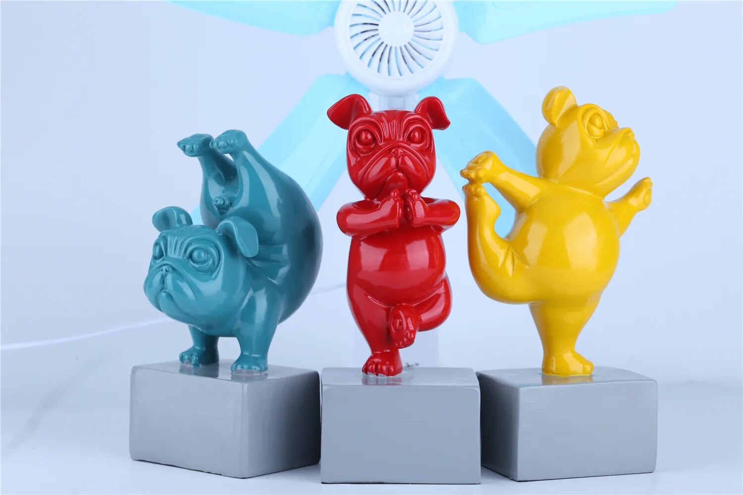 Estatua de Bulldog franc&eacute;s para Yoga, figuritas de resina, escultura de animales de dibujos animados creativos n&oacute;rdicos, artesan&iacute;as de decoraci&oacute;n de habitaci&oacute;n de ni&ntilde;os