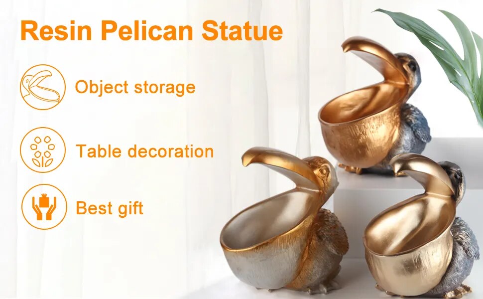 Estatuilla de almacenamiento de llaves de Tucán, estatua de pelícano, cesta de almacenamiento de animales, forma de pájaros, 8,3 pulgadas Estatuilla de almacenamiento de llaves de Tucán, estatua de pelícano, cesta de almacenamiento de animales, forma de pájaros, 8,3 pulgadas