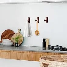 Paquete de 4 ganchos para abrigos, ganchos de madera para pared, ganchos decorativos de madera, ganchos resistentes, colgador de pared antiguo para sala de estar