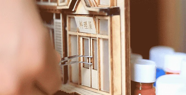 Ginzan Hot spring Kit de bricolaje, inserciones de Nook de libros de madera, sujetalibros de arte, decoraci&oacute;n de estanter&iacute;a, soporte de Anime Spirited Away