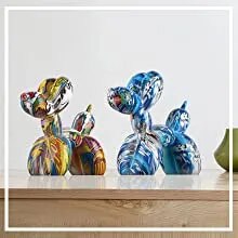 Escultura de perro con globo de Arte Moderno de Color, estatua de perro con globo deslumbrante de pie, estatuillas de decoraci&oacute;n de animales de perro con globo colorido