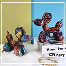 Escultura de perro con globo de Arte Moderno de Color, estatua de perro con globo deslumbrante de pie, estatuillas de decoraci&oacute;n de animales de perro con globo colorido