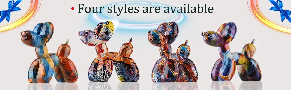 Escultura de perro con globo de Arte Moderno de Color, estatua de perro con globo deslumbrante de pie, estatuillas de decoraci&oacute;n de animales de perro con globo colorido