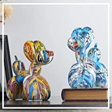 Escultura de perro con globo de Arte Moderno de Color, estatua de perro con globo deslumbrante de pie, estatuillas de decoraci&oacute;n de animales de perro con globo colorido