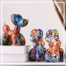 Escultura de perro con globo de Arte Moderno de Color, estatua de perro con globo deslumbrante de pie, estatuillas de decoraci&oacute;n de animales de perro con globo colorido