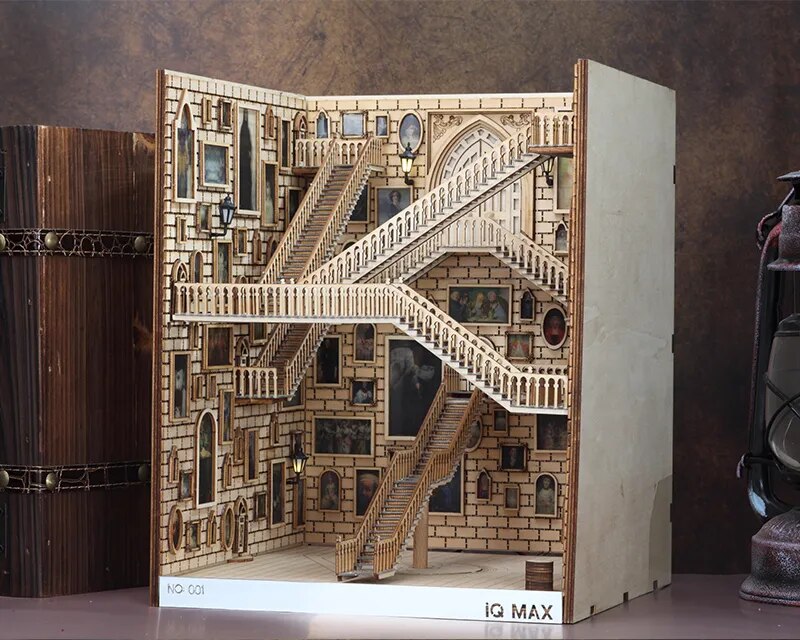 Inserciones de libros de madera, sujetalibros de arte, decoraci&oacute;n de estanter&iacute;a, soporte de jard&iacute;n de hadas, miniaturas, accesorios de decoraci&oacute;n del hogar