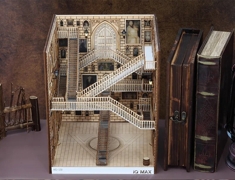 Inserciones de libros de madera, sujetalibros de arte, decoraci&oacute;n de estanter&iacute;a, soporte de jard&iacute;n de hadas, miniaturas, accesorios de decoraci&oacute;n del hogar