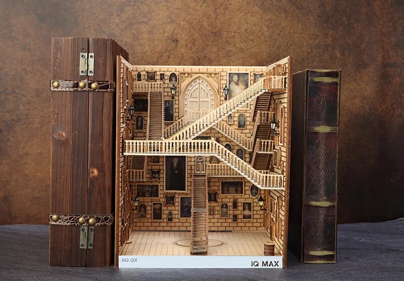 Inserciones de libros de madera, sujetalibros de arte, decoraci&oacute;n de estanter&iacute;a, soporte de jard&iacute;n de hadas, miniaturas, accesorios de decoraci&oacute;n del hogar