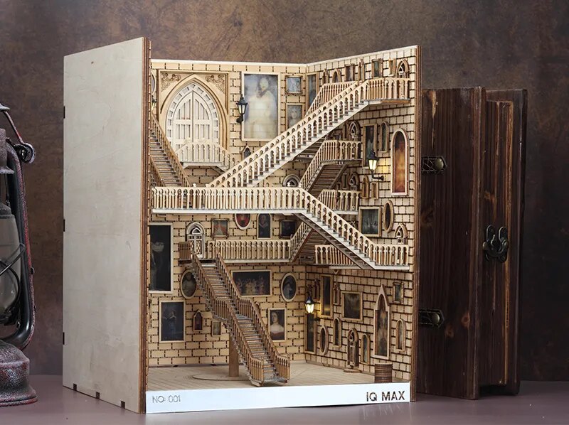 Inserciones de libros de madera, sujetalibros de arte, decoraci&oacute;n de estanter&iacute;a, soporte de jard&iacute;n de hadas, miniaturas, accesorios de decoraci&oacute;n del hogar