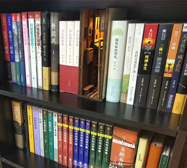 Inserciones de madera para libros, sujetalibros de arte, decoraci&oacute;n de estanter&iacute;a, soporte de estilo japon&eacute;s, Kit de construcci&oacute;n de modelos para el hogar