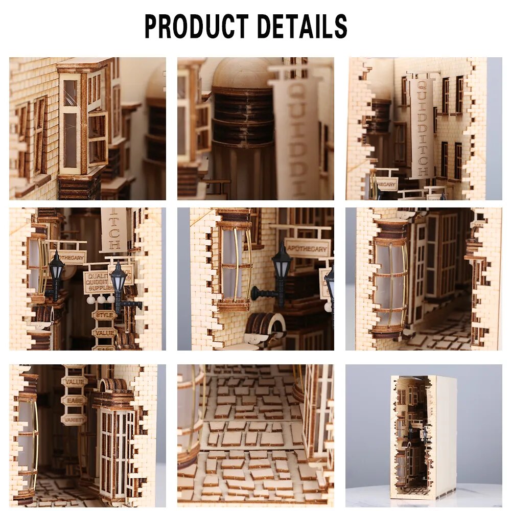 Kit de libros Diagon Alley de madera, soporte de libros, inserto de estanter&iacute;a, decoraci&oacute;n de estanter&iacute;a DIY, Kit de construcci&oacute;n de modelos, libros decorativos de lujo