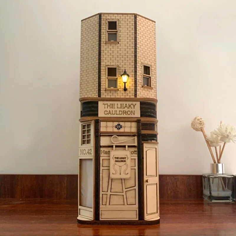 Kit de libros Diagon Alley de madera, soporte de libros, inserto de estanter&iacute;a, decoraci&oacute;n de estanter&iacute;a DIY, Kit de construcci&oacute;n de modelos, libros decorativos de lujo