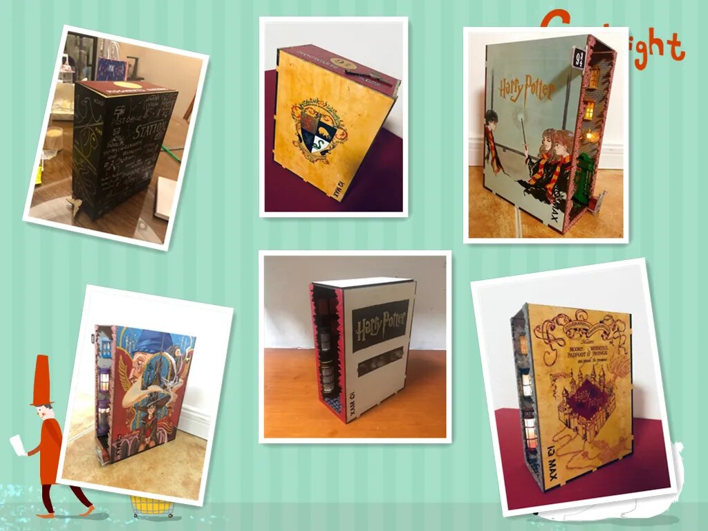 Kit de libros Diagon Alley de madera, soporte de libros, inserto de estanter&iacute;a, decoraci&oacute;n de estanter&iacute;a DIY, Kit de construcci&oacute;n de modelos, libros decorativos de lujo