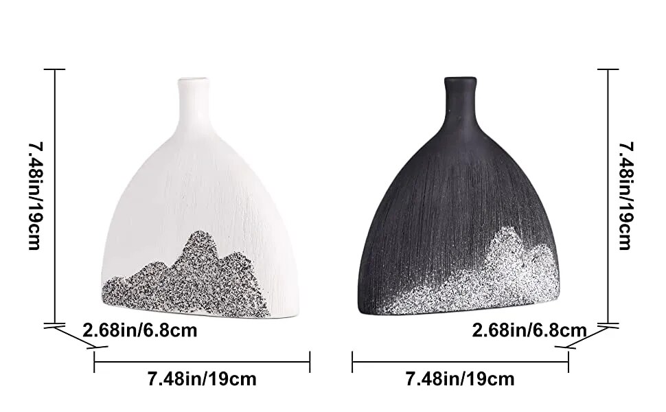Juego de jarrones de cerámica en blanco y negro para decoración del hogar, florero de granja, decoración de entrada, florero decorativo de hierba Pampa Juego de jarrones de cerámica en blanco y negro para decoración del hogar, florero de granja, decoración de entrada, florero decorativo de hierba Pampa