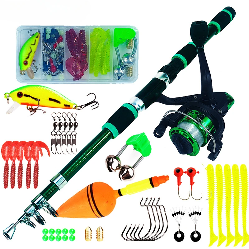 Ca&ntilde;a de pescar giratoria y carrete, Combo1.8M, ca&ntilde;a telesc&oacute;pica con carrete 5,2: 1 3BB, arrastre m&aacute;ximo 5kg, Kit completo de pesca