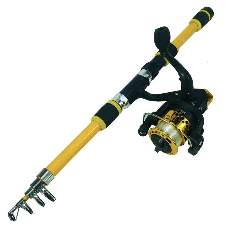 Ca&ntilde;a de pescar giratoria y carrete, Combo1.8M, ca&ntilde;a telesc&oacute;pica con carrete 5,2: 1 3BB, arrastre m&aacute;ximo 5kg, Kit completo de pesca