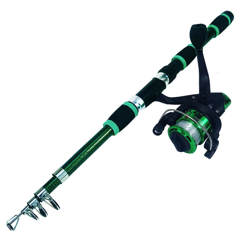 Ca&ntilde;a de pescar giratoria y carrete, Combo1.8M, ca&ntilde;a telesc&oacute;pica con carrete 5,2: 1 3BB, arrastre m&aacute;ximo 5kg, Kit completo de pesca