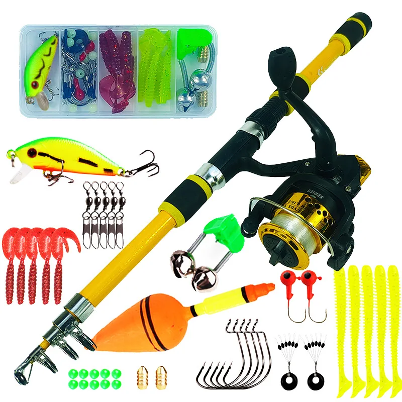 Ca&ntilde;a de pescar giratoria y carrete, Combo1.8M, ca&ntilde;a telesc&oacute;pica con carrete 5,2: 1 3BB, arrastre m&aacute;ximo 5kg, Kit completo de pesca