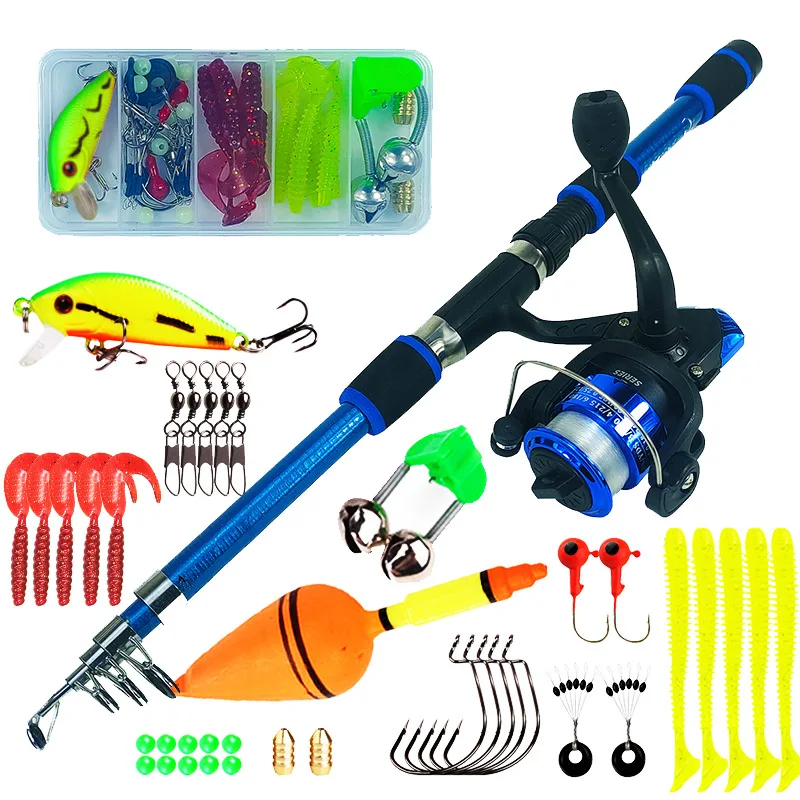 Ca&ntilde;a de pescar giratoria y carrete, Combo1.8M, ca&ntilde;a telesc&oacute;pica con carrete 5,2: 1 3BB, arrastre m&aacute;ximo 5kg, Kit completo de pesca