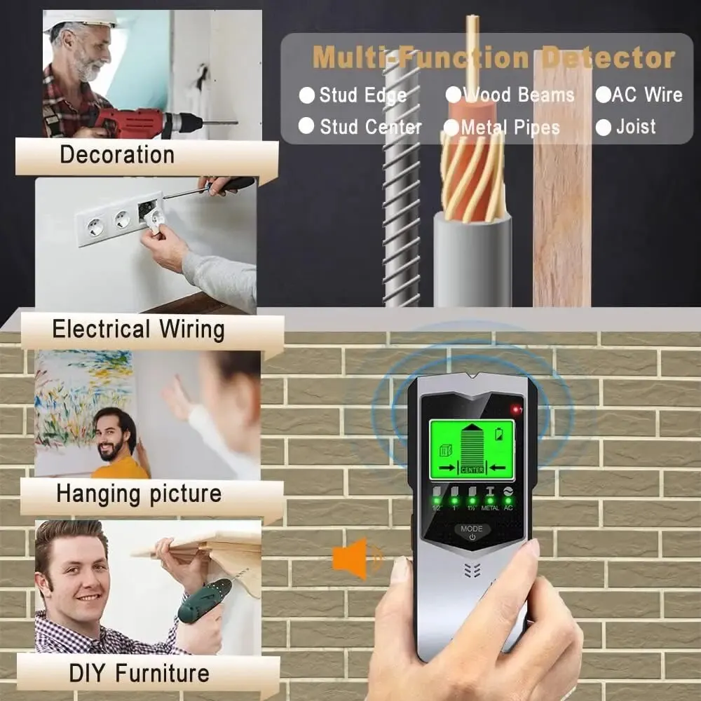 SH402-detector electrónico de pared 5 en 1, detector de pared de Metal de corriente de madera SH402-detector electrónico de pared 5 en 1, detector de pared de Metal de corriente de madera