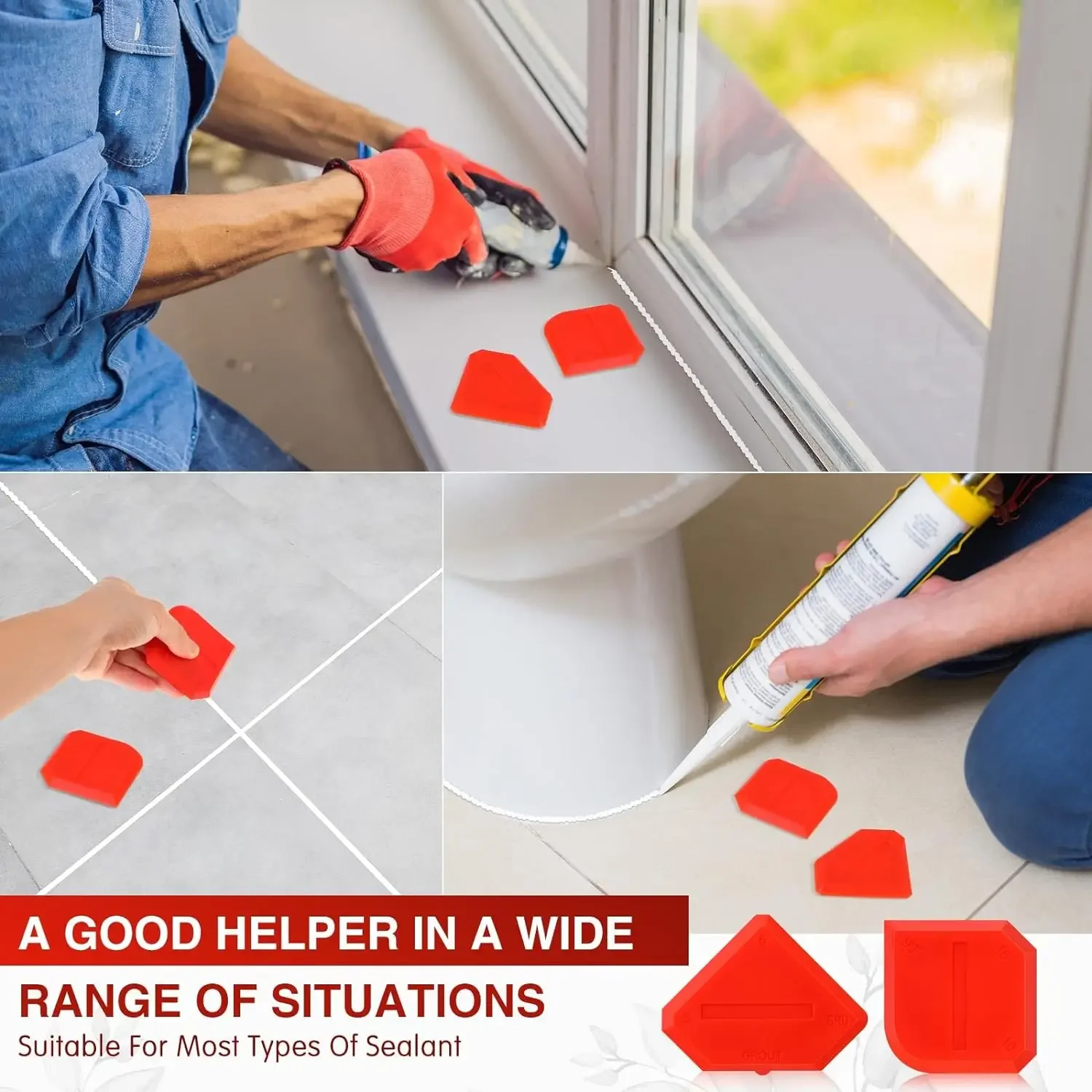 Kit de herramientas para calafateo de silicona, esparcidor sellador de juntas, esp&aacute;tula, raspador para azulejos, ventanas, lechada, eliminaci&oacute;n de bordes, herramientas de construcci&oacute;n de cocina
