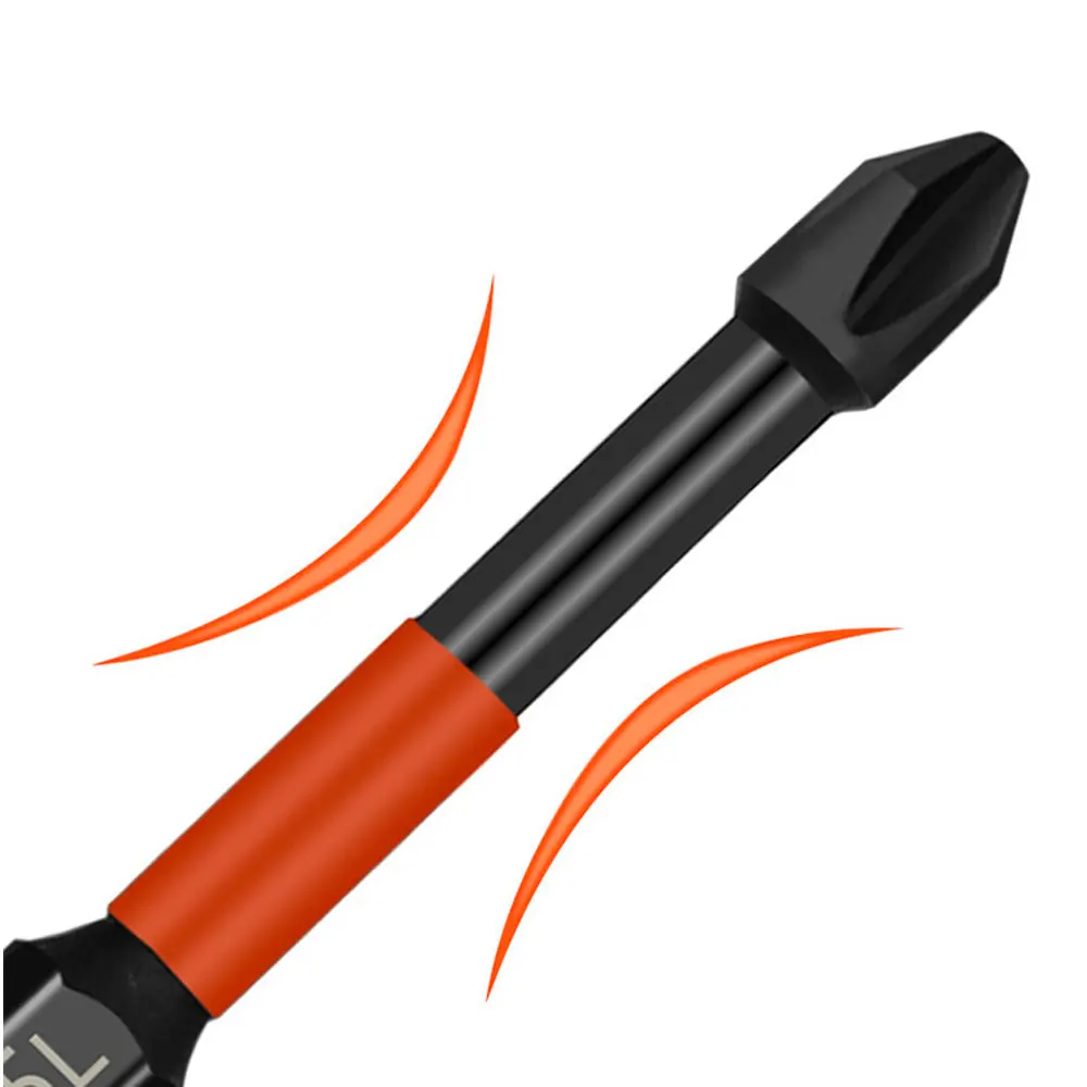 Binoax-Juego de puntas cruzadas magn&eacute;ticas PH2, destornillador de dureza con cabeza de lote de impacto Phillips, herramientas manuales, 5/6 Uds.