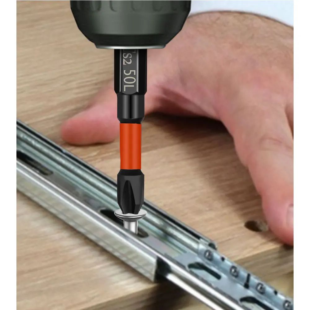 Binoax-Juego de puntas cruzadas magn&eacute;ticas PH2, destornillador de dureza con cabeza de lote de impacto Phillips, herramientas manuales, 5/6 Uds.