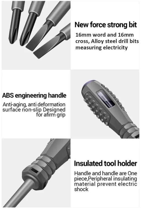 2 uds palabra/Destornillador de estrella 12-220V probador de voltaje port&aacute;til pluma AC/DC Detector de potencia de inducci&oacute;n destornillador herramienta manual de electricista