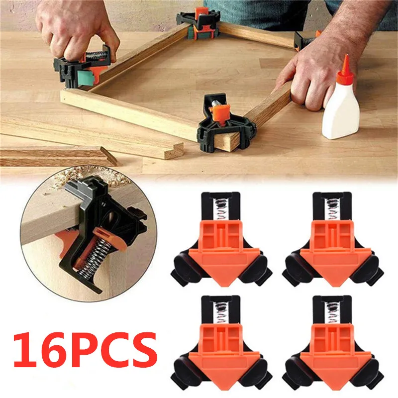 Juego de Clips angulares para carpinter&iacute;a, abrazadera de esquina de 90 grados, abrazadera de marco, herramienta de mano, 1/2/4/16 piezas