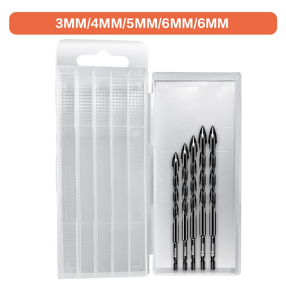 Juego de brocas para azulejos hexagonales cruzados de 3-12mm para perforadora de hormig&oacute;n de cer&aacute;mica de vidrio, Kit de herramientas de carpinter&iacute;a con broca triangular de aleaci&oacute;n dura de ladrillo