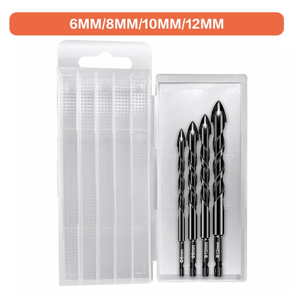 Juego de brocas para azulejos hexagonales cruzados de 3-12mm para perforadora de hormig&oacute;n de cer&aacute;mica de vidrio, Kit de herramientas de carpinter&iacute;a con broca triangular de aleaci&oacute;n dura de ladrillo