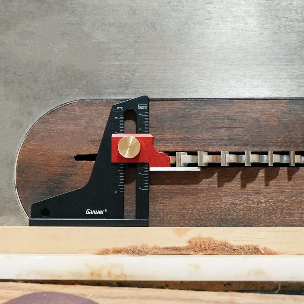 Medidor de altura para carpinter&iacute;a - Medidor de profundidad de aleaci&oacute;n de aluminio - Herramienta de medici&oacute;n ajustable para mesa de sierra de banco de trabajo y mesas de enrutador